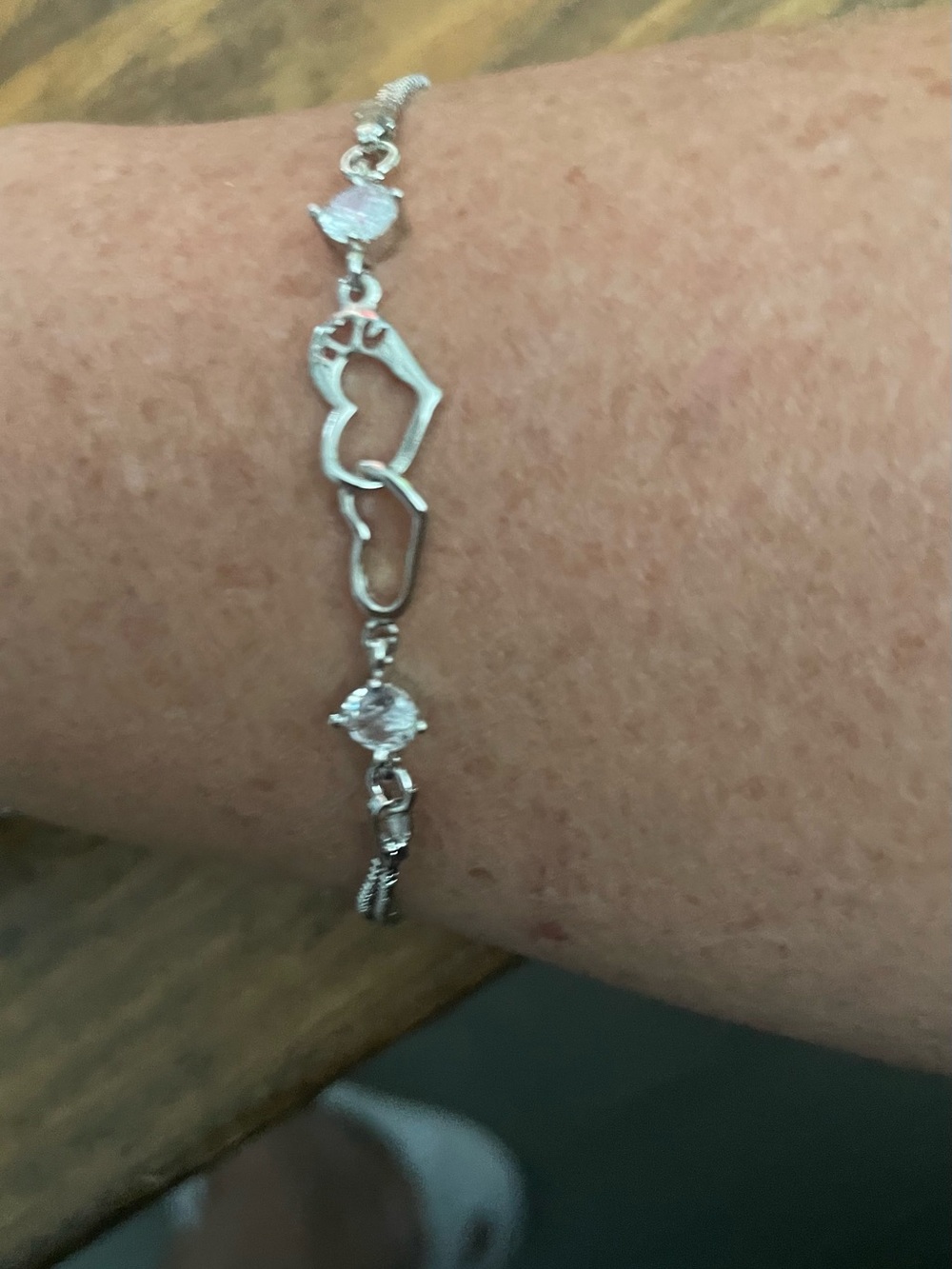 Sterling Silver Heart and CZ Bracelet - White